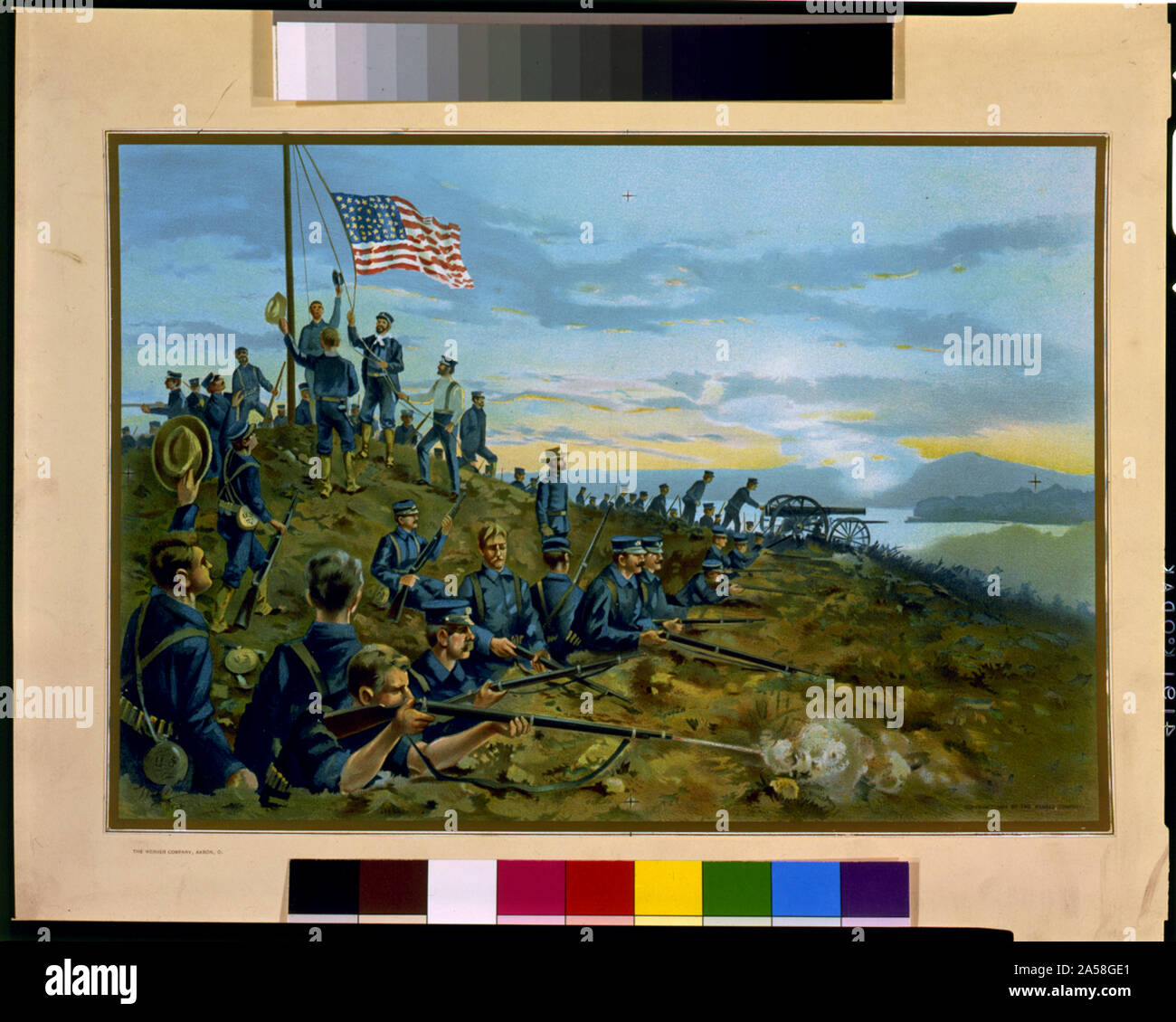Stati Uniti Navy -- prima il sollevamento delle stelle e strisce dai marines sul suolo cubano--giugno 11th, 1898 / La società Werner, Akron, O. Foto Stock