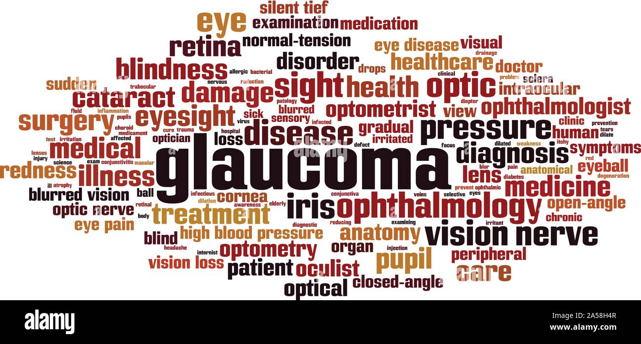 Il glaucoma parola concetto di cloud computing. Collage fatto di parole sul glaucoma. Illustrazione Vettoriale Illustrazione Vettoriale