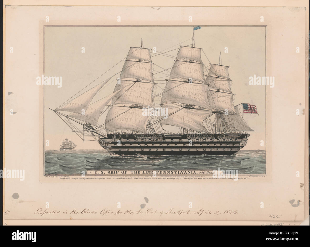 U.S. nave di linea Pennsylvania: 140 cannoni Foto Stock