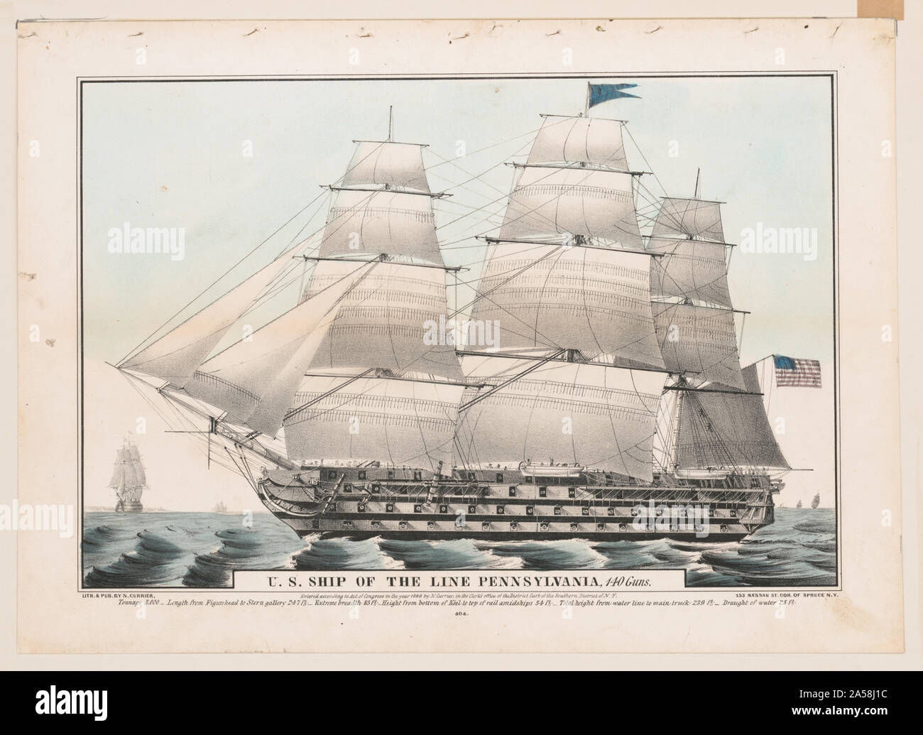 U.S. nave di linea in Pennsylvania, 140 cannoni Foto Stock