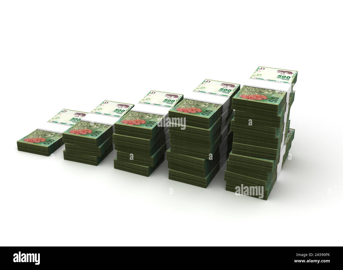 In pesos argentini il grafico a barra (isolato su sfondo bianco) Foto Stock