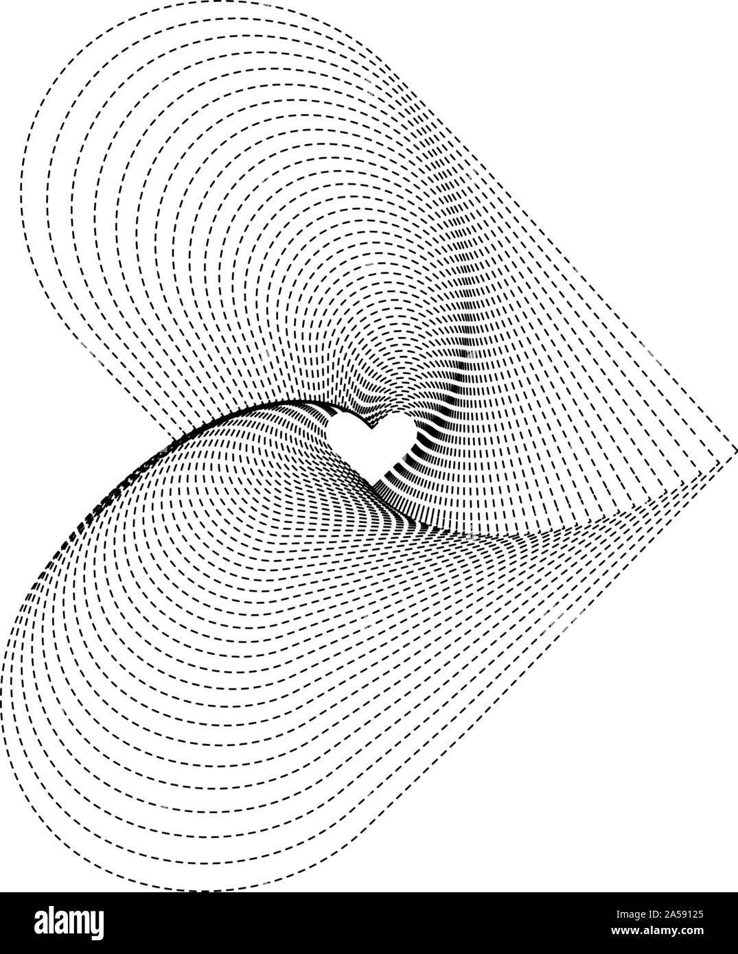 Monocromatico gradazione geometrico in forma di cuore isolato su sfondo bianco. Illustrazione Vettoriale. Illustrazione Vettoriale