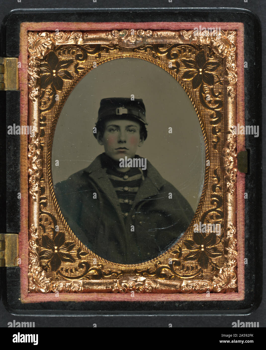 Unidentified giovane soldato in unione del musicista e uniforme ricoprire Foto Stock