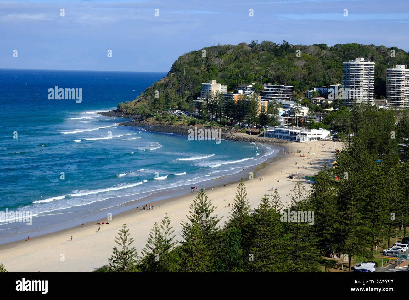 Burleigh capi Beach sulla Costa d'Oro in Australia Foto Stock