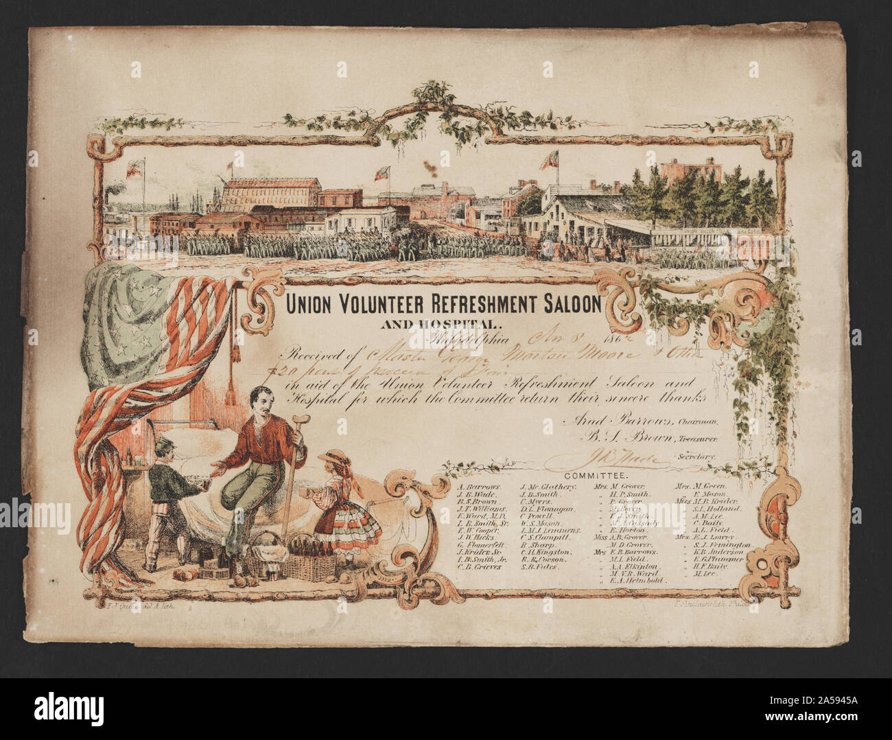 Unione volontari salone di ristoro e ospedale / J. regina del. & Lith. Foto Stock