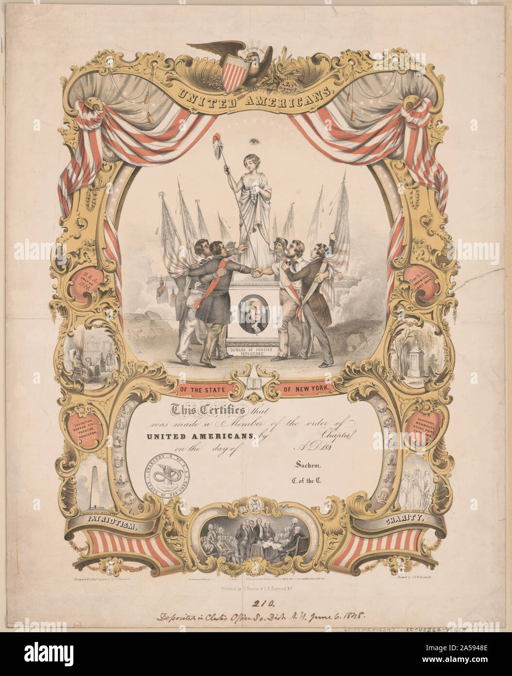 Regno americani dello stato di New York / progettato & litho'd. nei colori da C[harles] Parsons Foto Stock