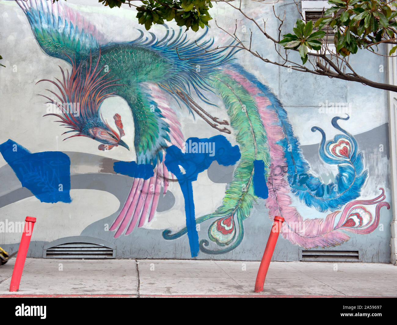 Untitled murale di artista sconosciuto, Chinatown di San Francisco, California Foto Stock