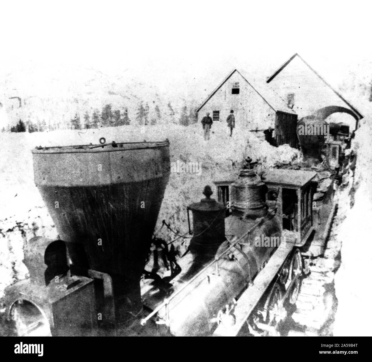 La storia della California - vista invernale presso il Central Pacific Railroad Depot, Cisco Placer County ca. 1866 Foto Stock