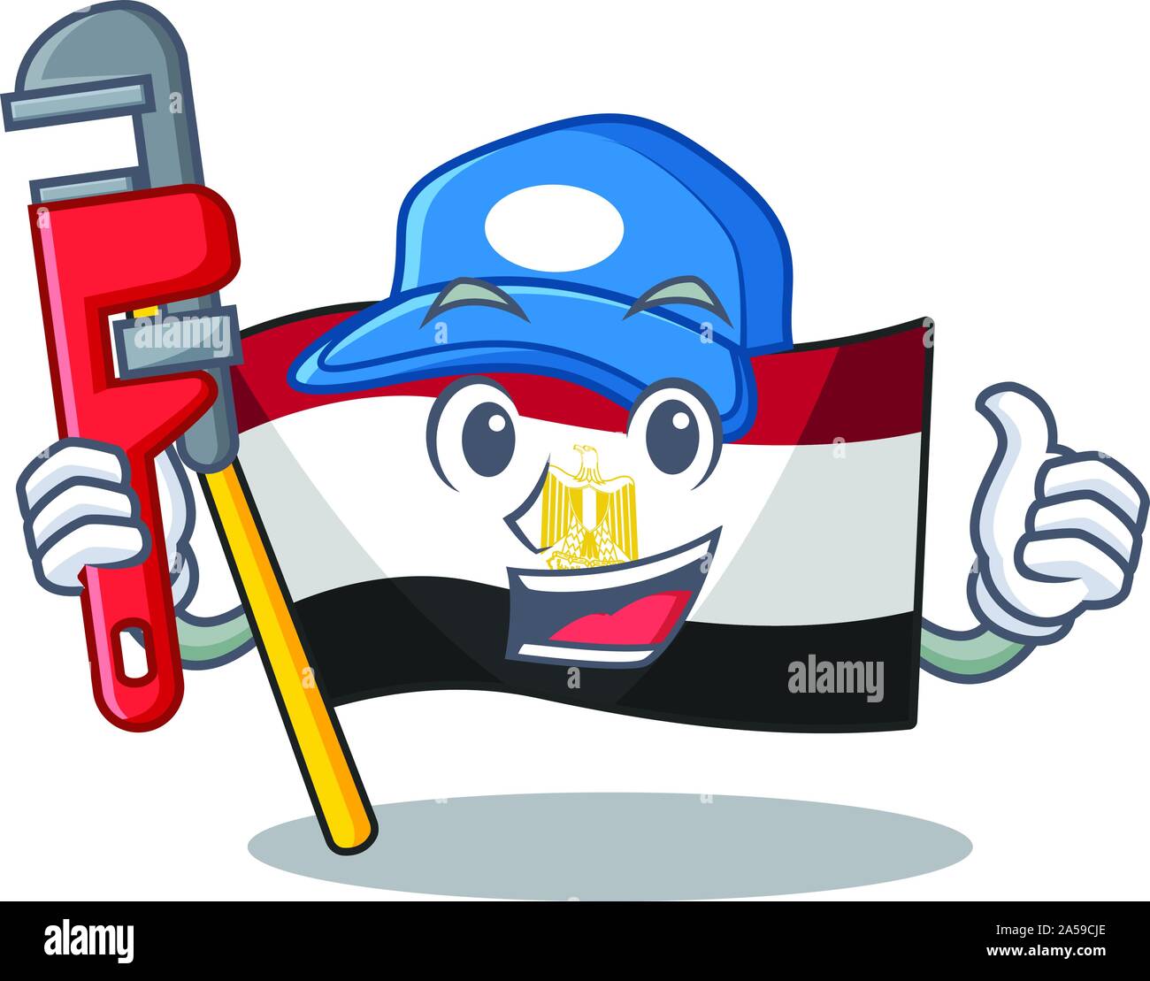 Plumber bandiera egitto carattere isolato con il cartoon Illustrazione Vettoriale