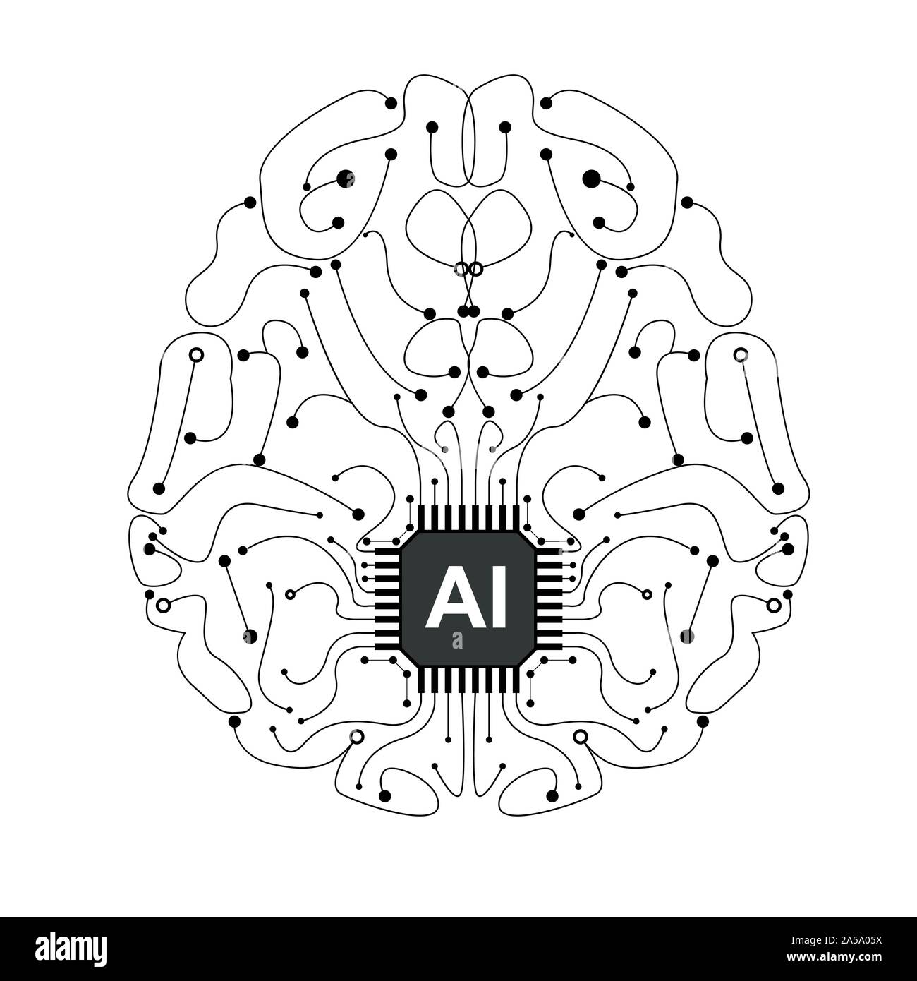 Trasformazione quantistica. Apprendimento profondo di intelligenza artificiale. Futuro di nuove tecnologie per il business o la scienza presentazione. Sfondo vettoriale Illustrazione Vettoriale