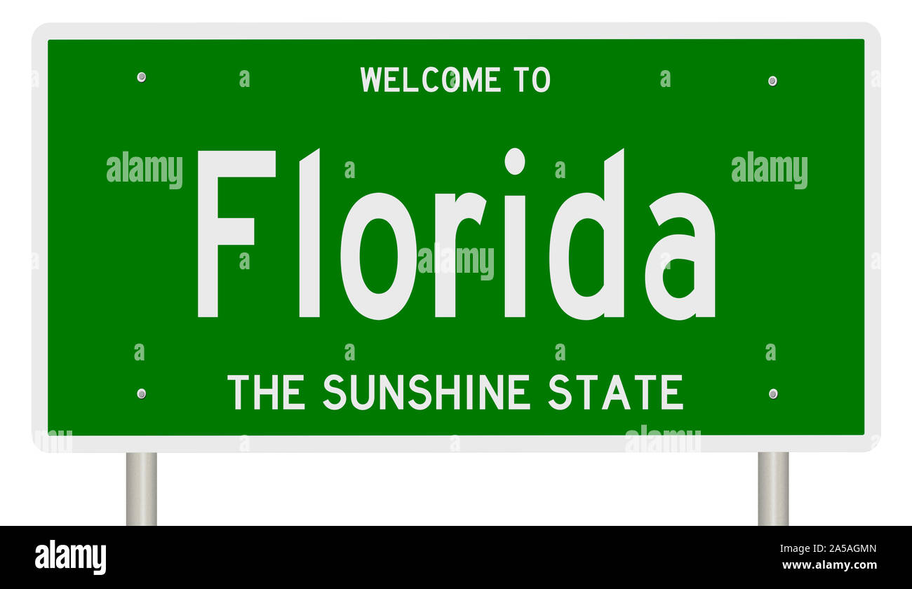 Il rendering di un verde 3d autostrada segno per Florida Foto Stock