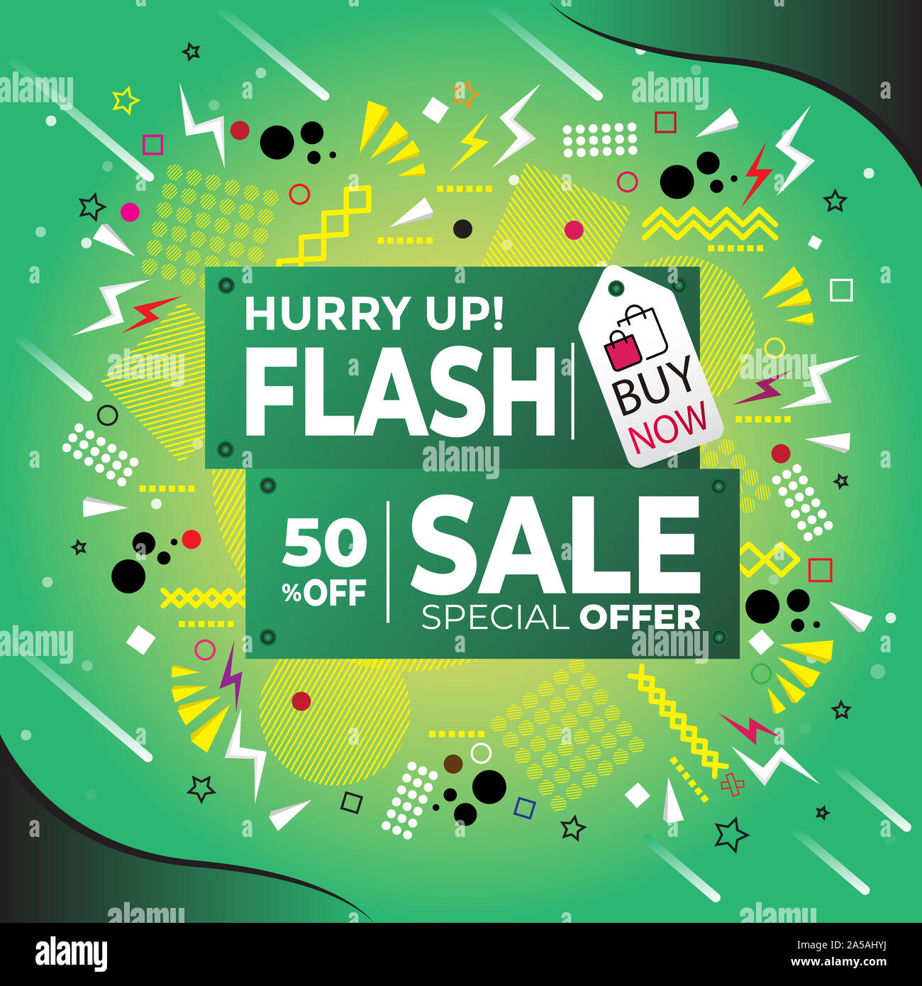 Vendita modello di pagina di intestazione progettazione, vendita Flash offerte speciali illustrazione. Foto Stock