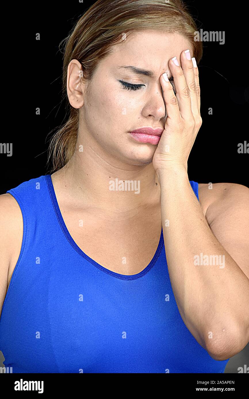 Triste persona sportiva Foto Stock