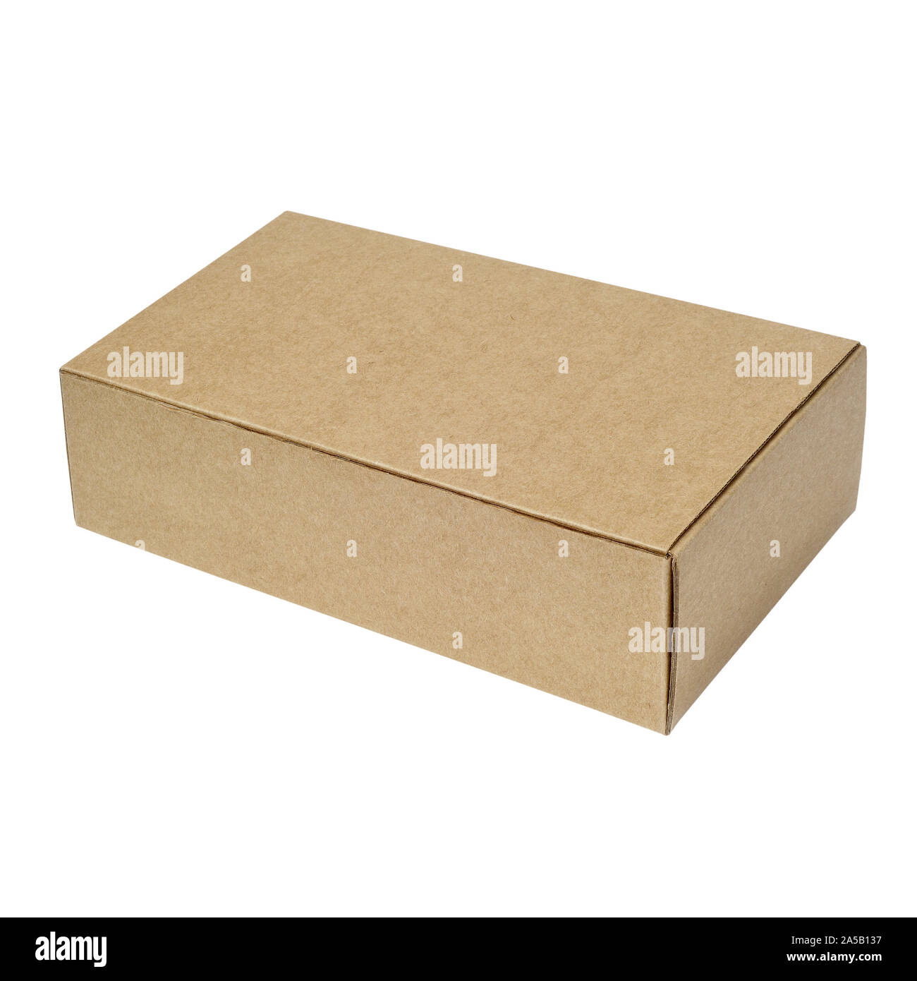 Chiusa la scatola di cartone isolato su uno sfondo bianco, nuovi prodotti senza marchio box carta ritagliata Foto Stock