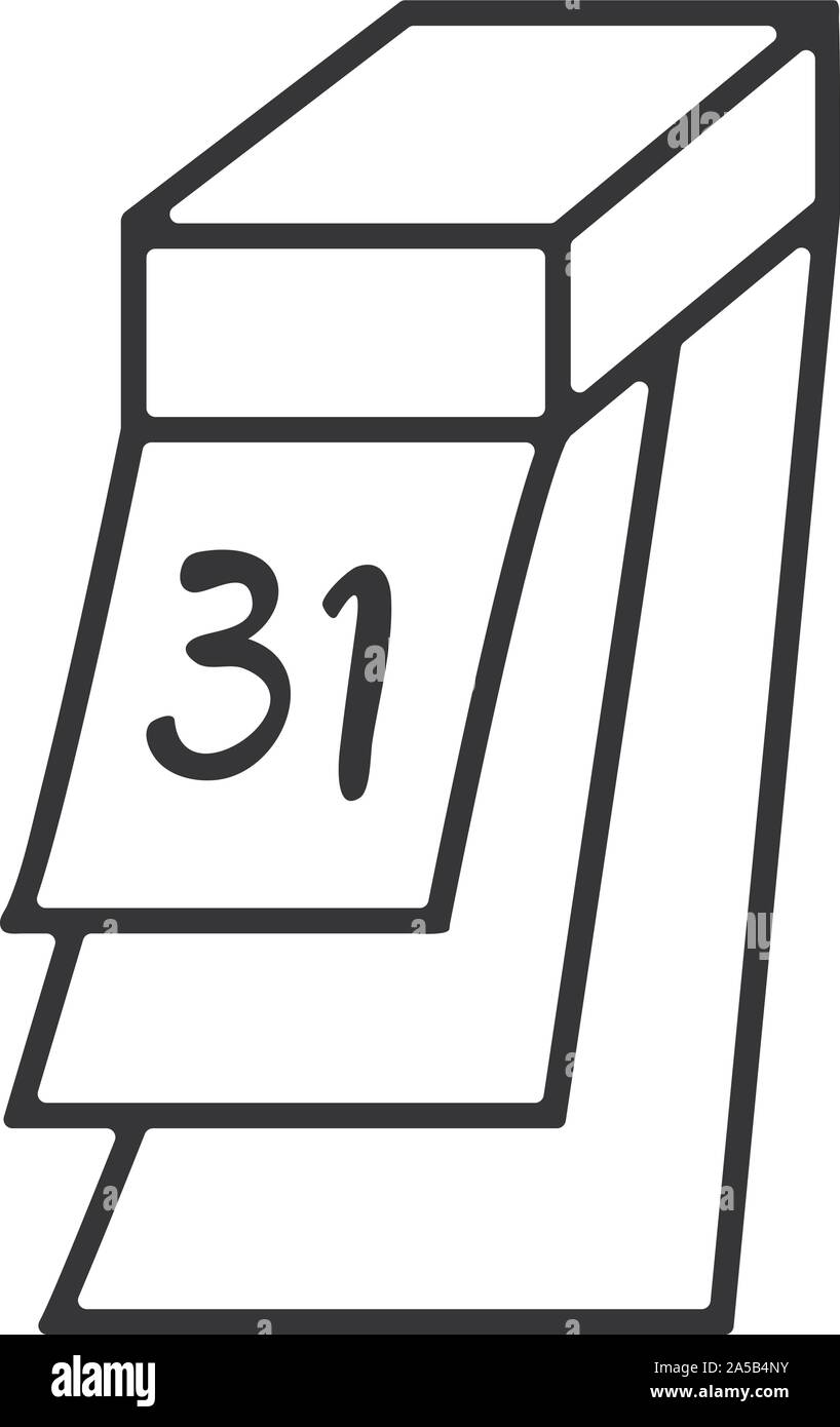 Strappare il calendario con il nuovo anno data 31 dicembre doodle stile. Disegnata a mano illustrazione Illustrazione Vettoriale