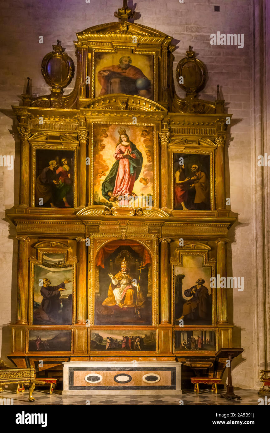 La Cattedrale di Siviglia noto anche come Cattedrale di Santa Maria a Siviglia Spagna Foto Stock