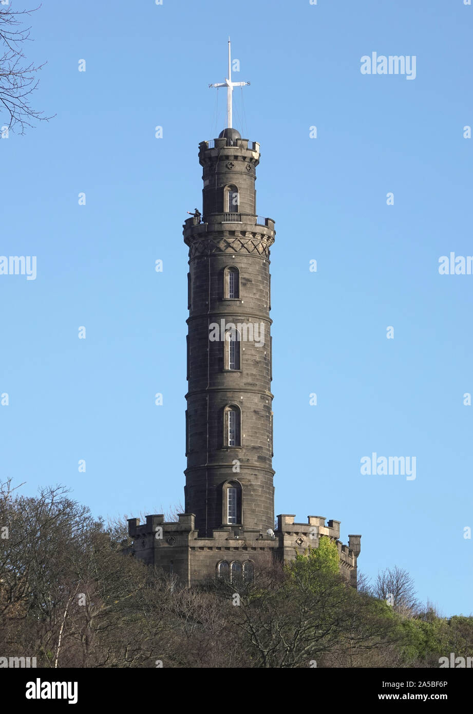 Monumento Nelson, Calton Hill, il Monumento Nelson, Edimburgo, Scozia Foto Stock