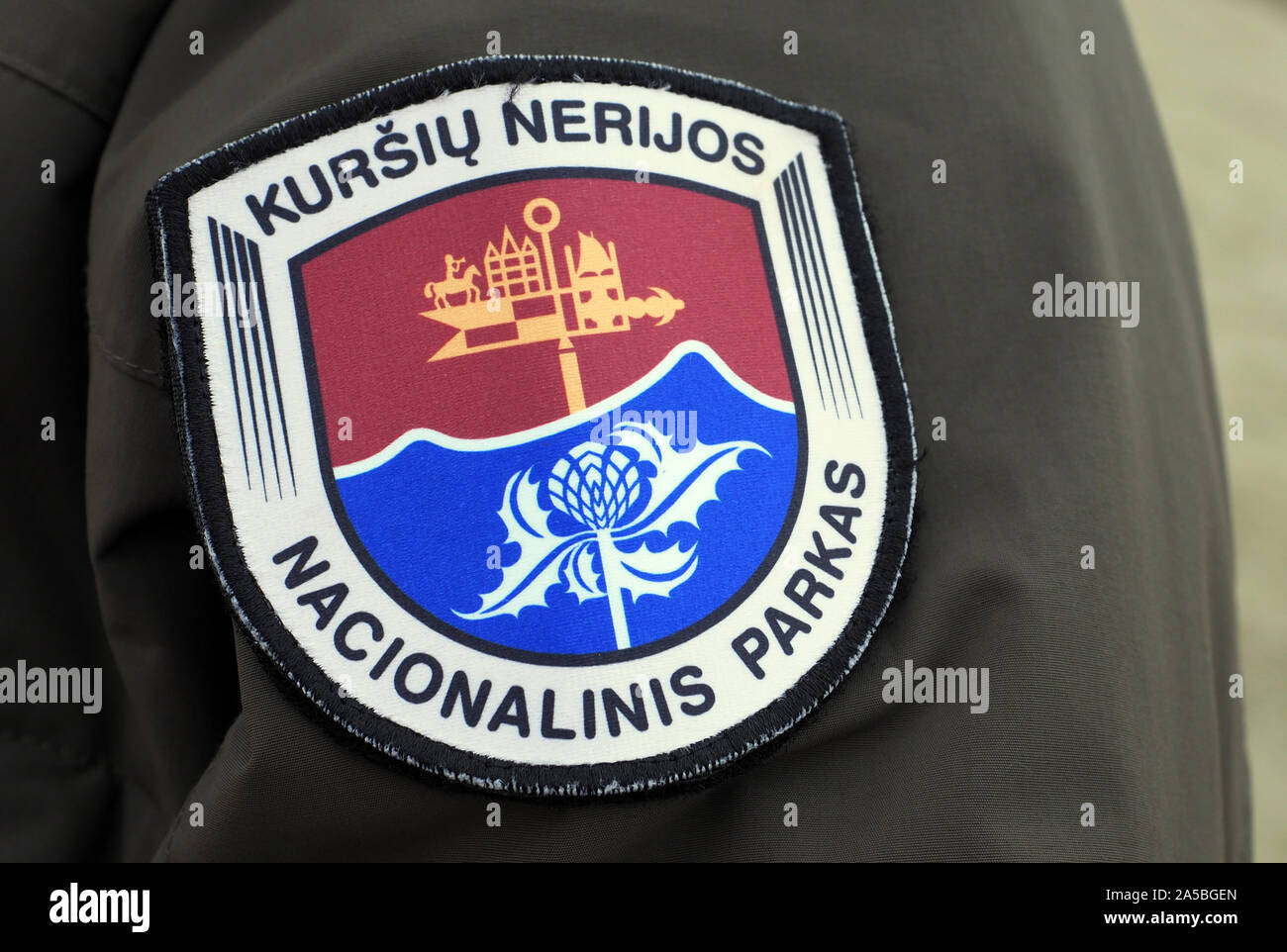 National Park Rangers badge sulla Curonian Spit, Lituania. Foto Stock