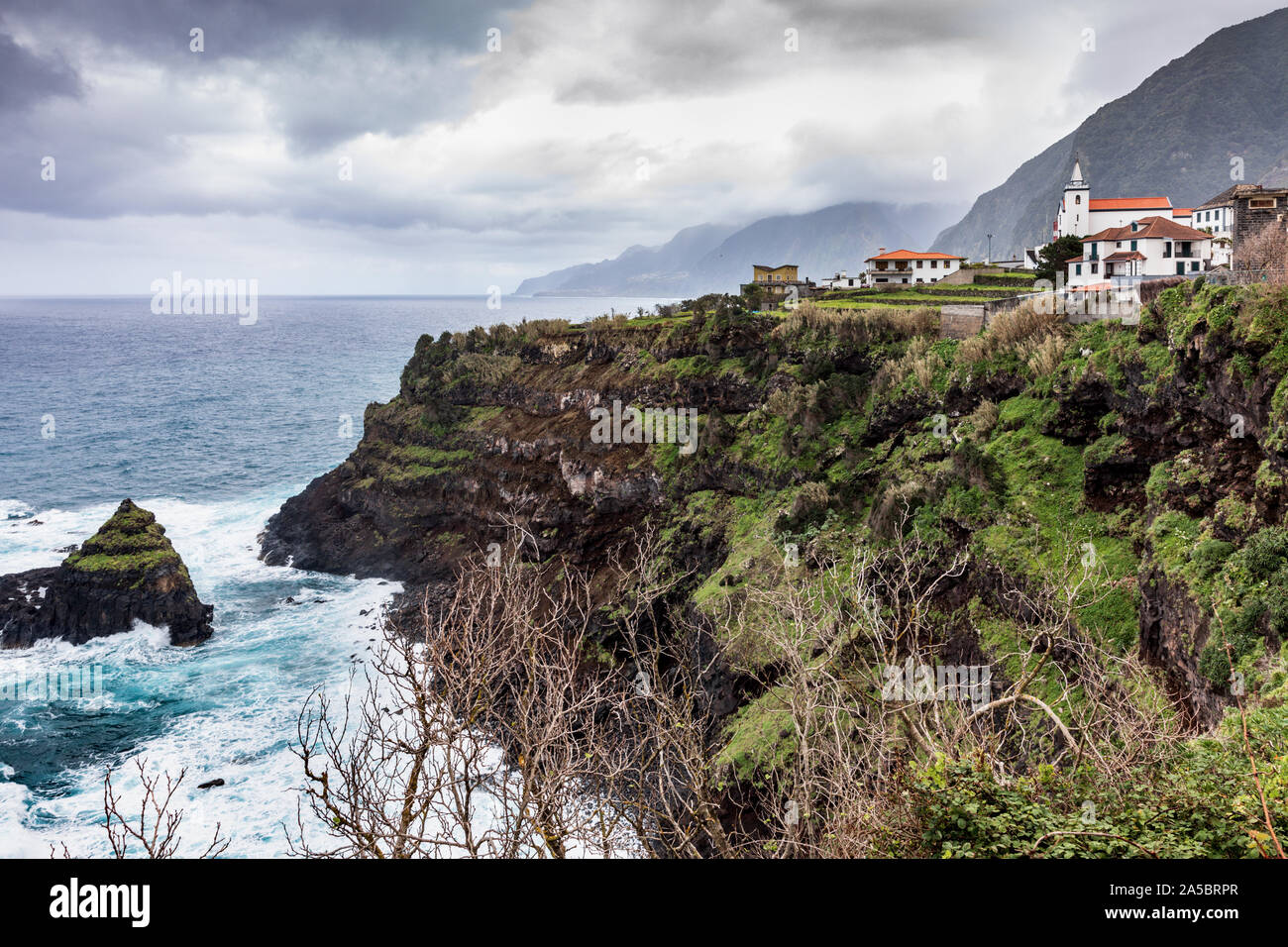 Vista del litorale dello stabilimento di Seixal, Isola di Madeira, Portogallo Foto Stock