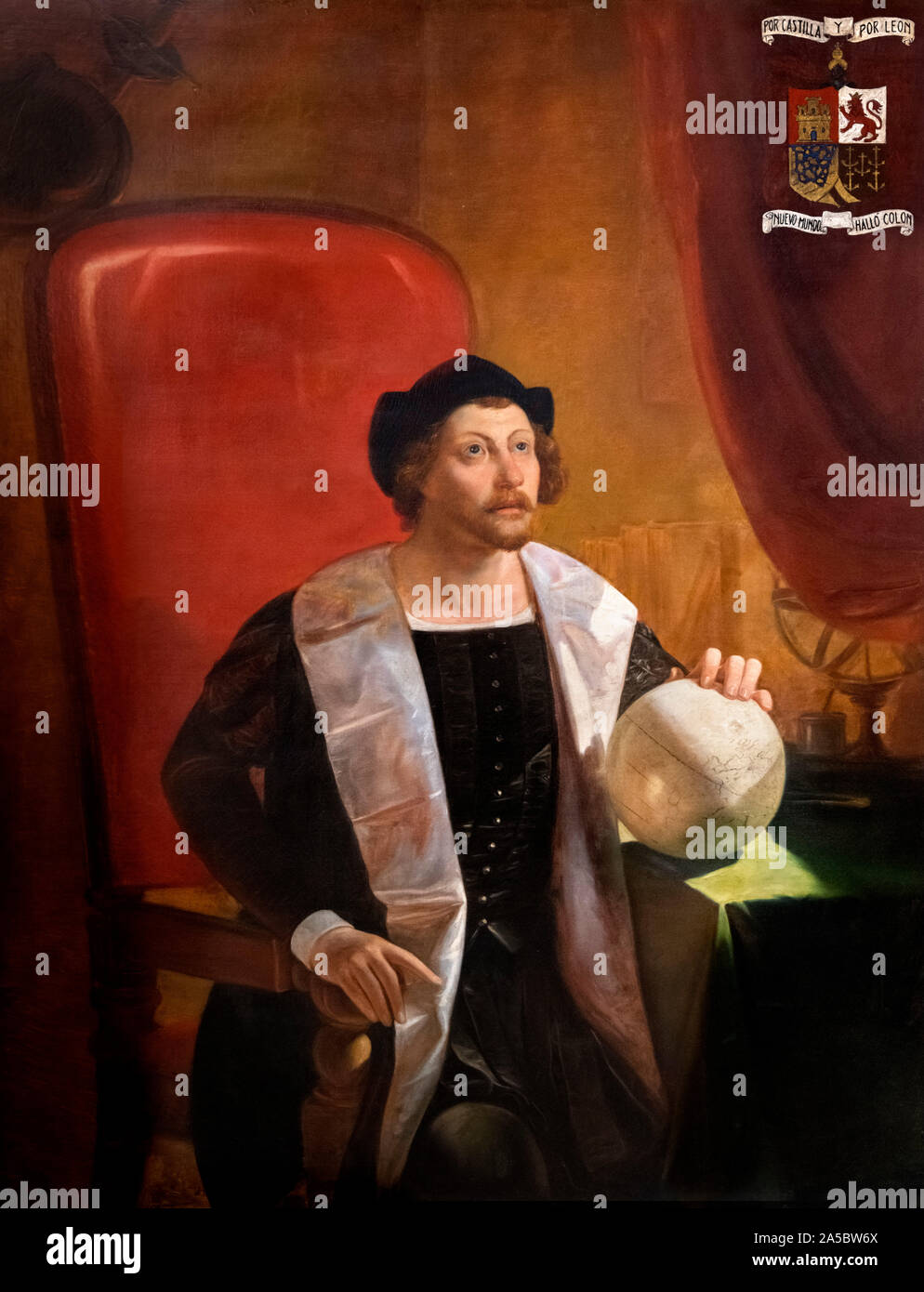 Un xix secolo ritratto di Christopher Columbus di Alejandro Cicarelli, olio su tela, 1849 Foto Stock