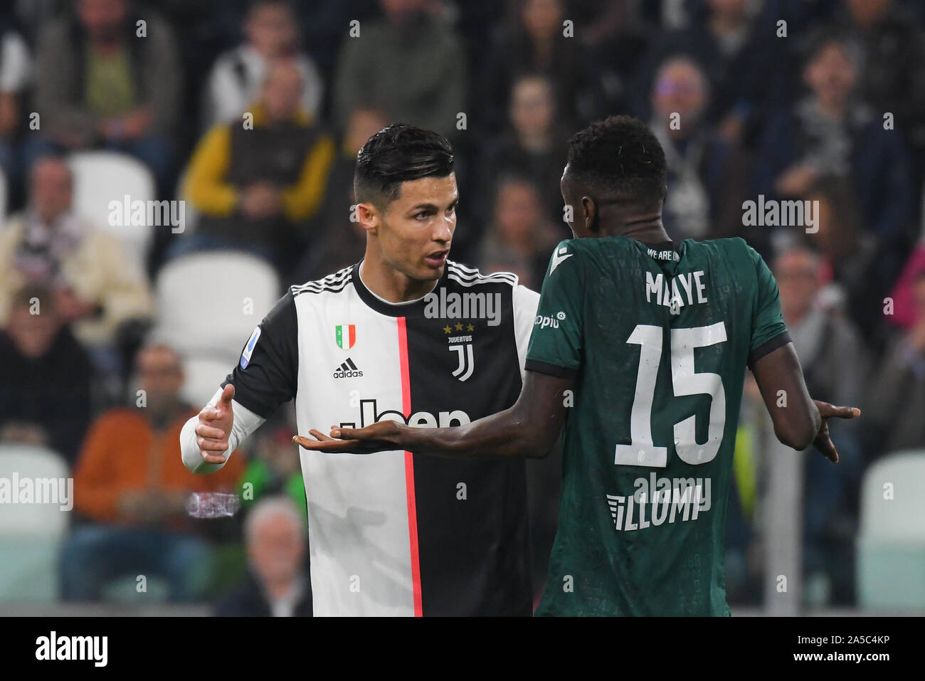 Cristiano Ronaldo (Juventus FC) durante la serie di una partita di calcio tra Juventus e Bologna FC presso lo stadio Allianz il 19 ottobre, 2019 a Torino, Italia. Foto Stock