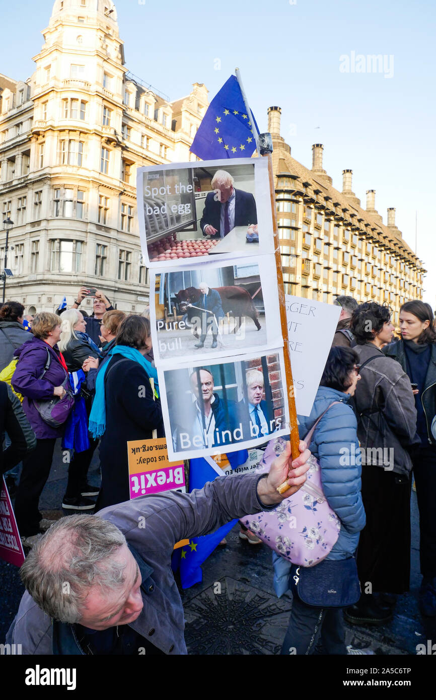 Il 19 ottobre 2019 Londra Regno Unito - i popoli votare su Brexit presso la piazza del Parlamento Foto Stock