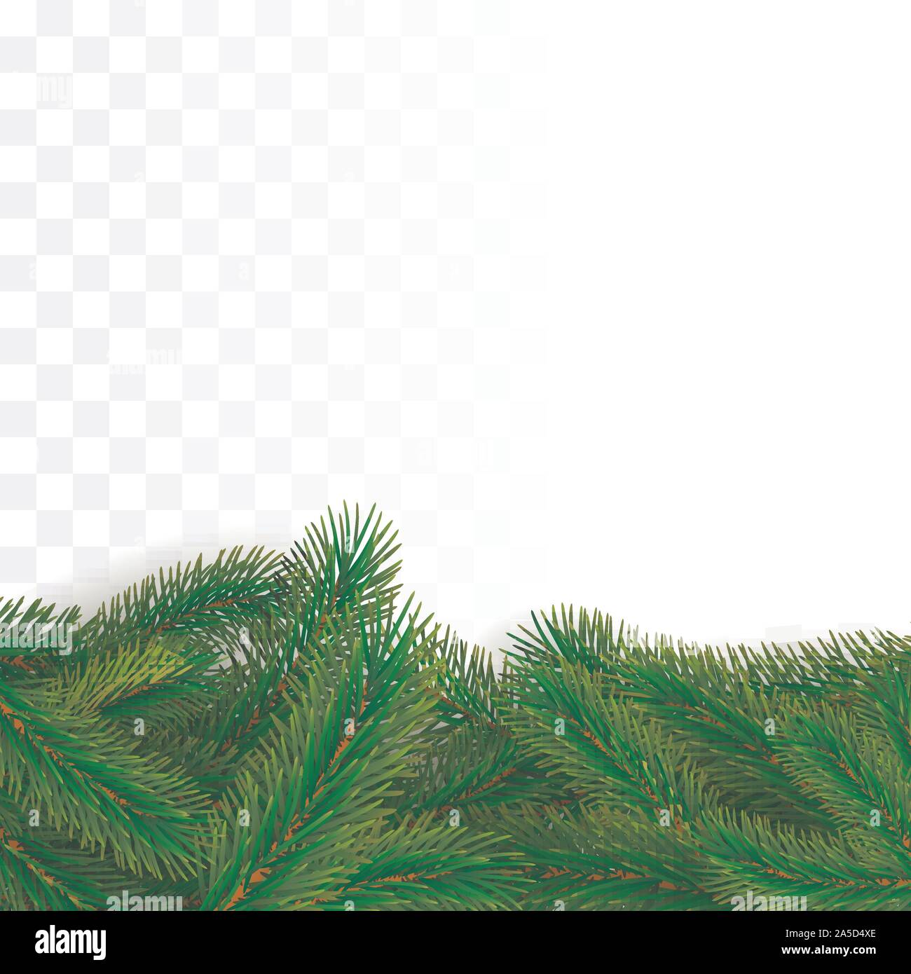 Verde Abete rami confine. Albero di natale ramoscello elemento di decoro per banner e poster. Vacanza di conifere decor. Vettore Illustrazione Vettoriale