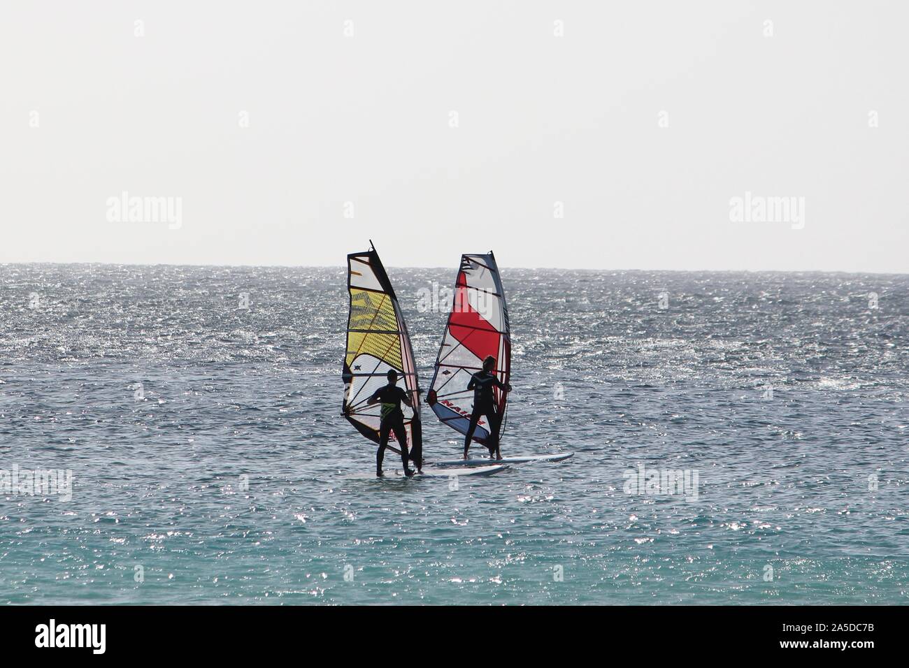 Windsurf, Morro Jable Fuerteventura, Spagna Foto Stock