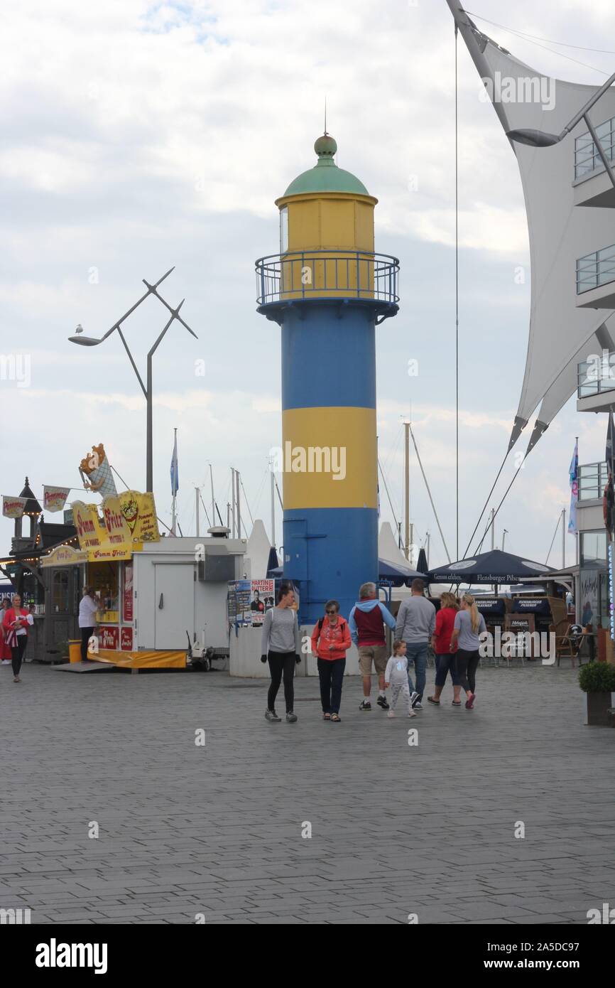 Vecchio faro Eckernförde (Hafen) Eckernförde Harbour, Germania Foto Stock