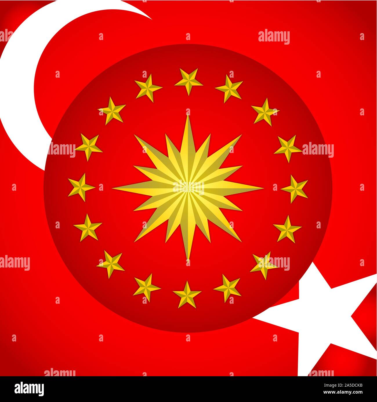 La Turchia presidenziali ufficiale stemma e bandiera, illustrazione vettoriale Illustrazione Vettoriale