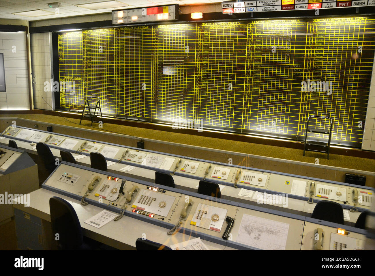 Le operazioni belliche stanza a Bentwaters Cold War Museum, vicino a Woodbridge, Suffolk, Regno Unito Foto Stock