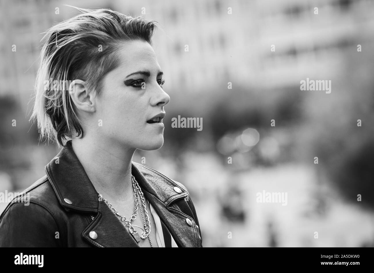 Kristen Stewart, durante la telefonata al 67th° Festival Internazionale del Cinema di San Sebastián (Spagna), 20th settembre 2019. Foto: Alvaro Velazquez. Foto Stock