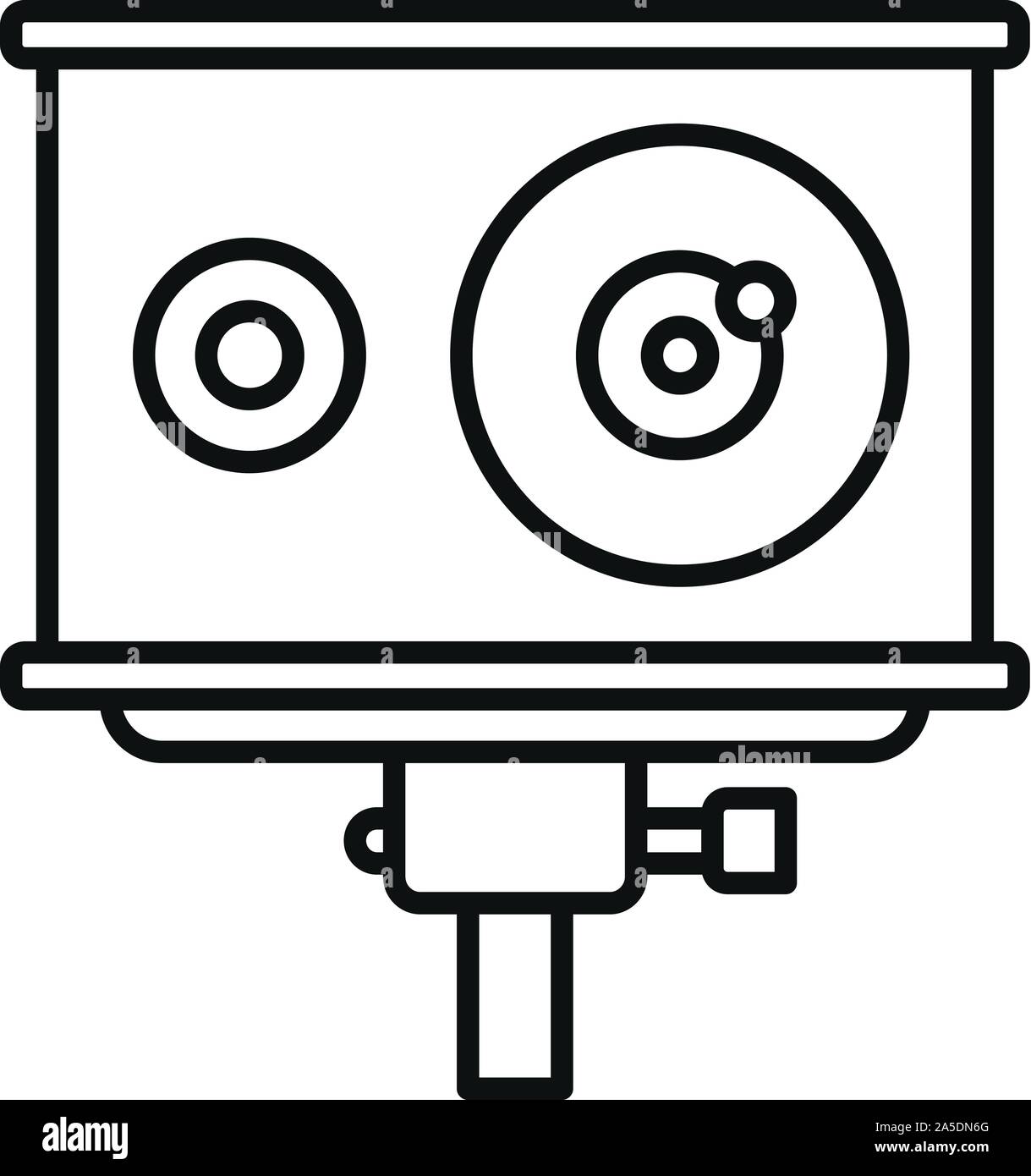 Azione icona della fotocamera. Azione di contorno della fotocamera icona vettore per il web design isolato su sfondo bianco Illustrazione Vettoriale