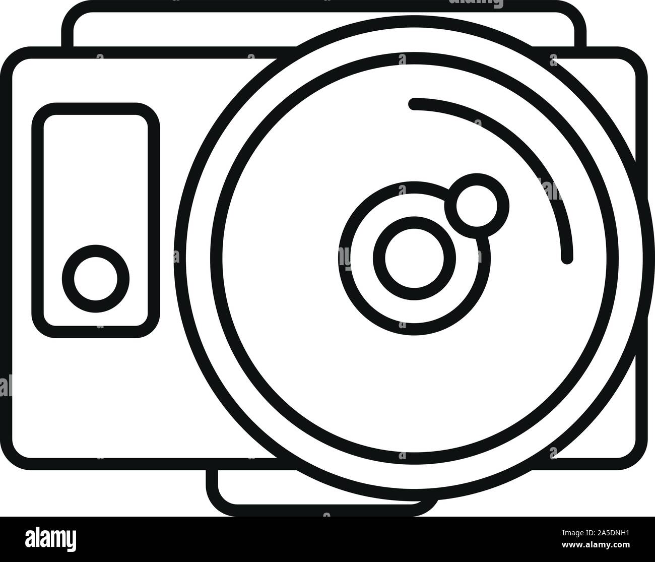 Fish Eye azione icona della fotocamera. Profilo di fish eye azione fotocamera icona vettore per il web design isolato su sfondo bianco Illustrazione Vettoriale