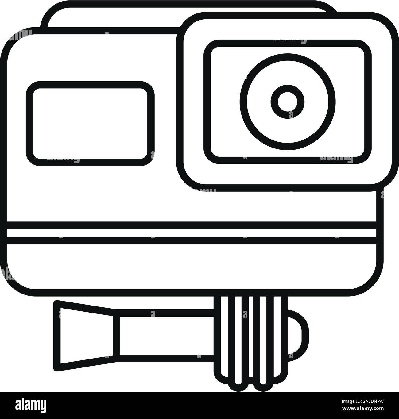 Cinema d'azione l'icona della fotocamera. Profilo di azione cinematografica fotocamera icona vettoriali per il web design isolato su sfondo bianco Illustrazione Vettoriale