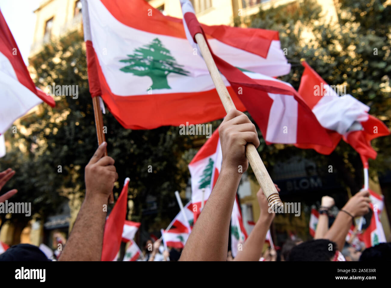Proteste contro il governo, il centro cittadino di Beirut, Libano. 19 ottobre 2019 Foto Stock