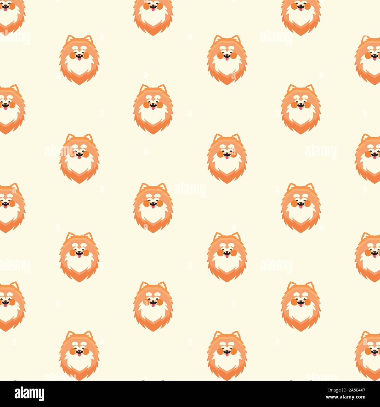 Modello senza cuciture con simpatici cani di Pomerania. Illustrazione Vettoriale