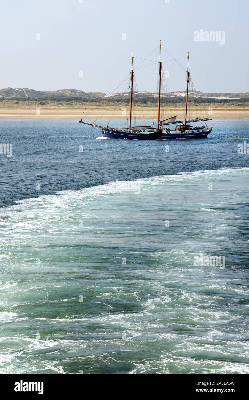 Terschelling ebb marea flusso alluvione mare spiaggia costa i Paesi Bassi Foto Stock