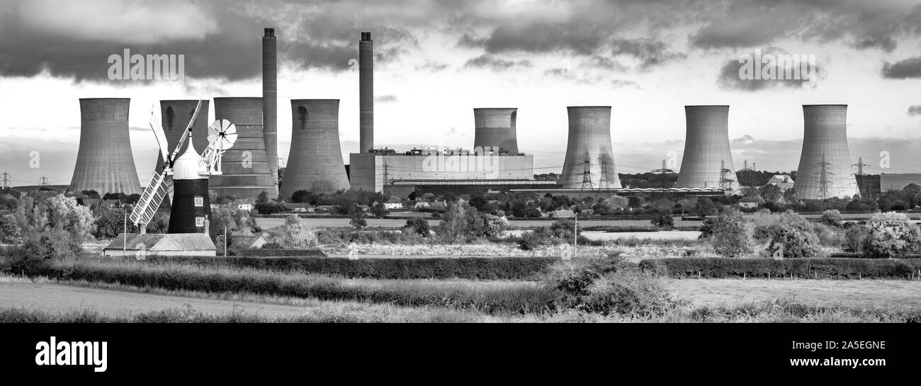 Di West Burton Power Station e Nord Leverton Mulino a vento Foto Stock