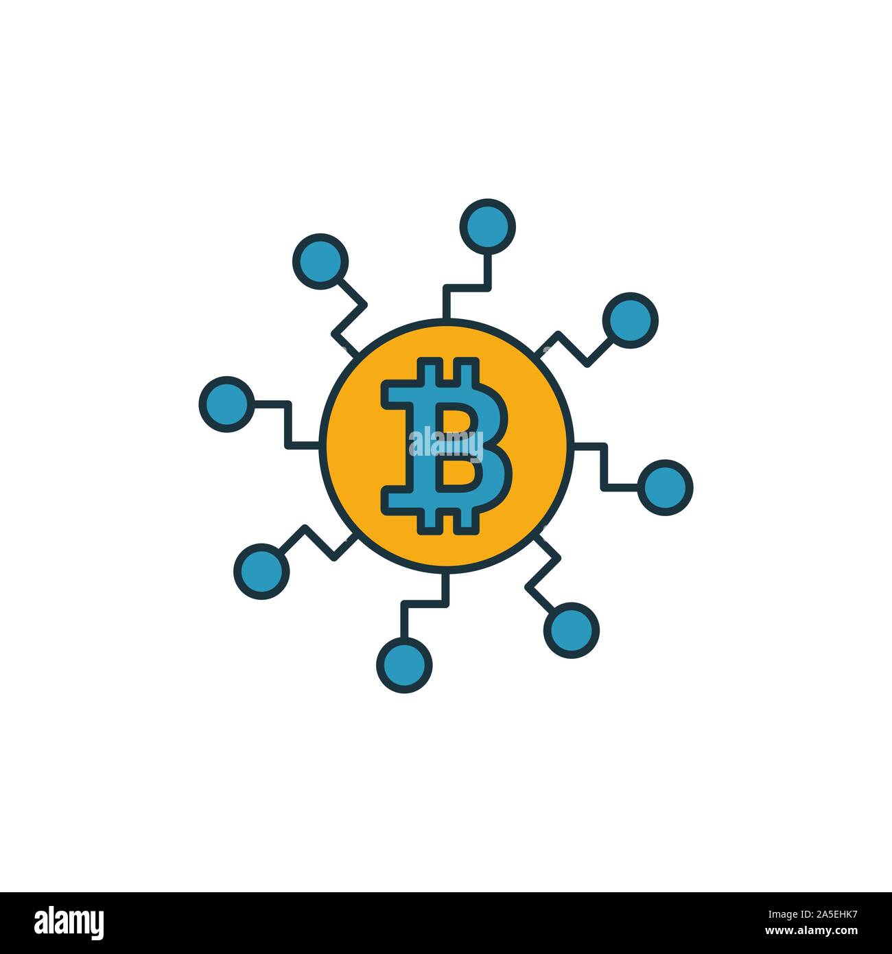 Il nodo icon set. Quattro elementi in diversi stili dal crypto valuta Raccolta di icone. Nodo di Creative icone riempito, del contorno colorato e simboli di Piana Illustrazione Vettoriale