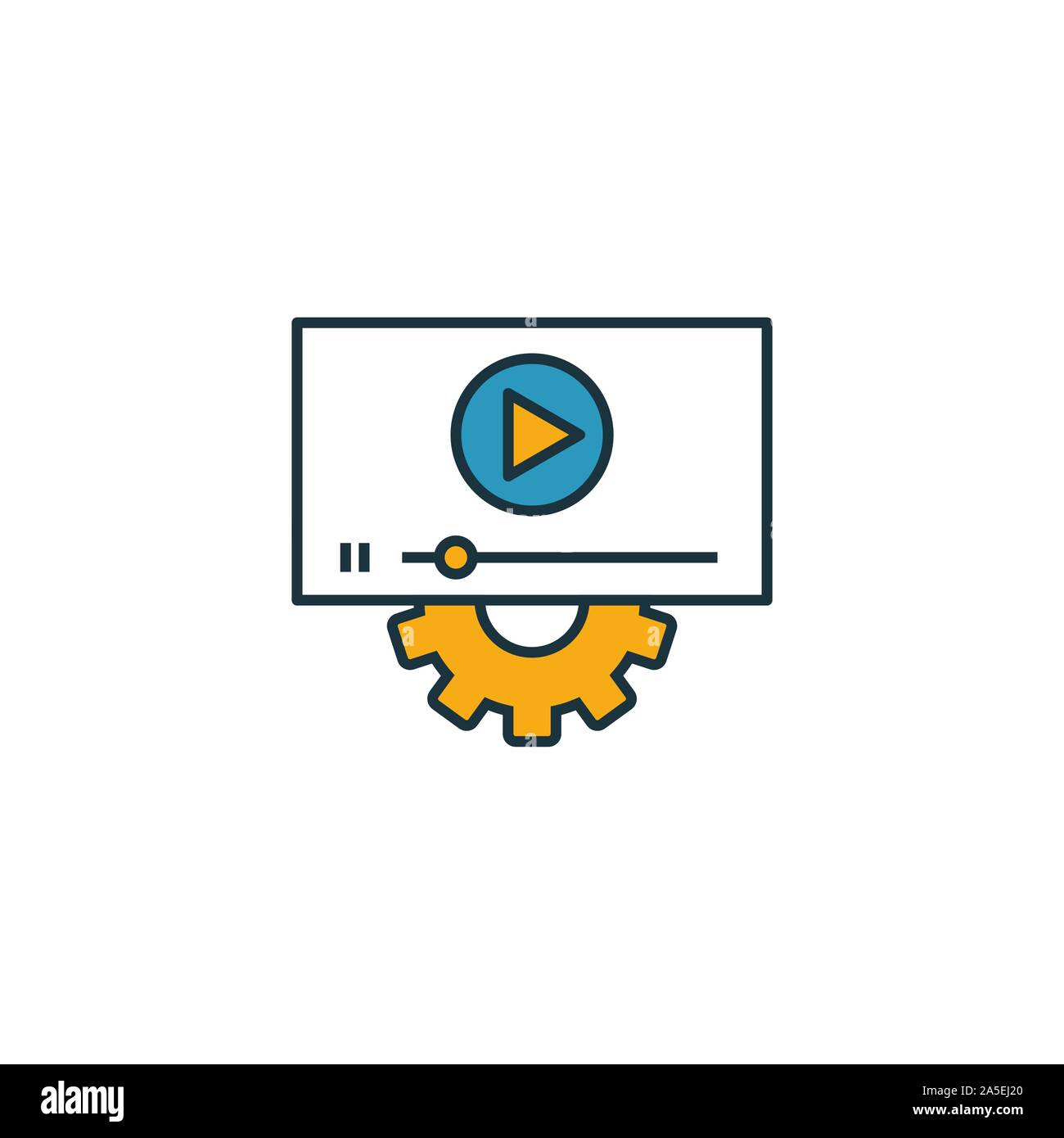 I servizi video icon set. Quattro elementi in diversi stili dal design e ui ux raccolta di icone. Creative servizi video icone riempito, contorno Illustrazione Vettoriale