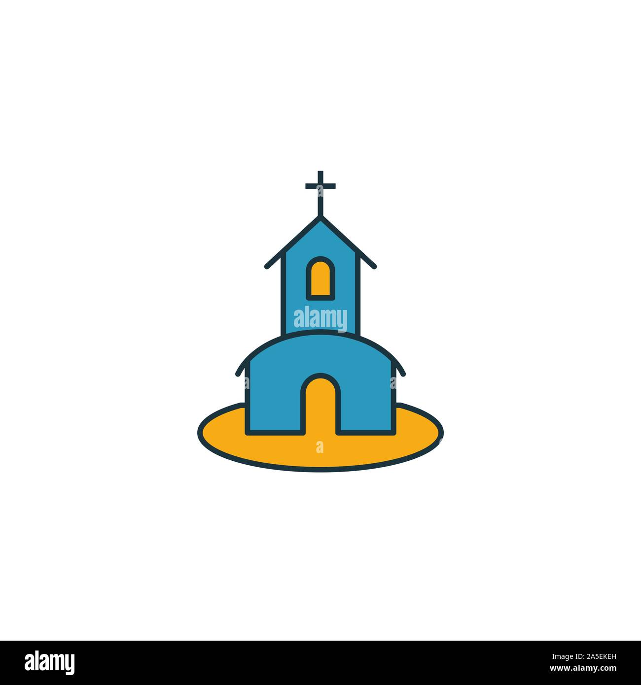 Chiesa icon set. Quattro elementi in diversi stili dalla luna di miele raccolta di icone. Creative icone chiesa riempita, del contorno colorato e simboli di Piana Illustrazione Vettoriale