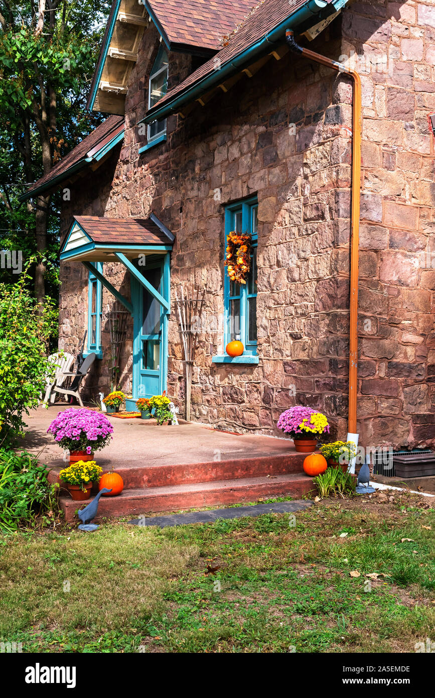 Casa pronta per la festa di Halloween, Philadelphia, Pennsylvania, STATI UNITI D'AMERICA Foto Stock