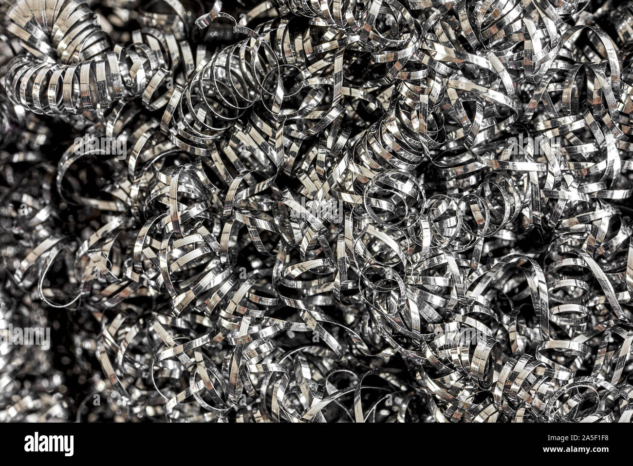 Extreme close-up di trucioli di acciaio Foto Stock