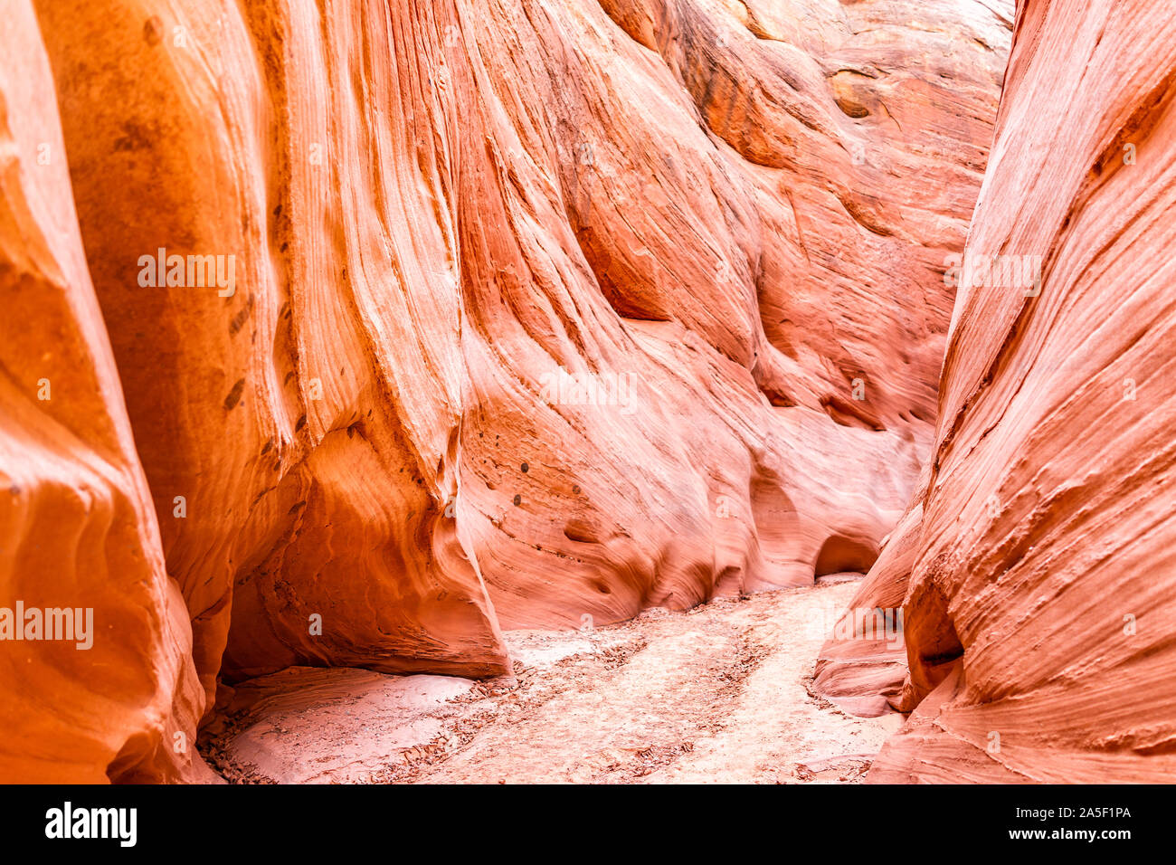 Rosa rosso forma d'onda di formazioni a slot Antelope Canyon in Arizona con il sentiero percorso dal lago Powell Foto Stock