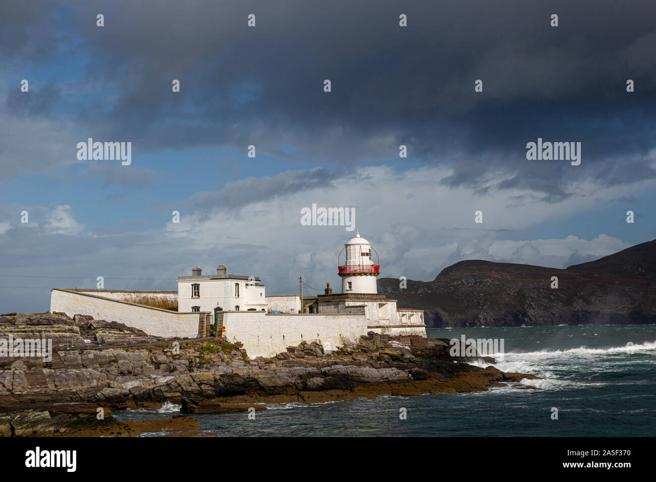 Valentia Island Lighthouse, nella contea di Kerry, Irlanda Foto Stock