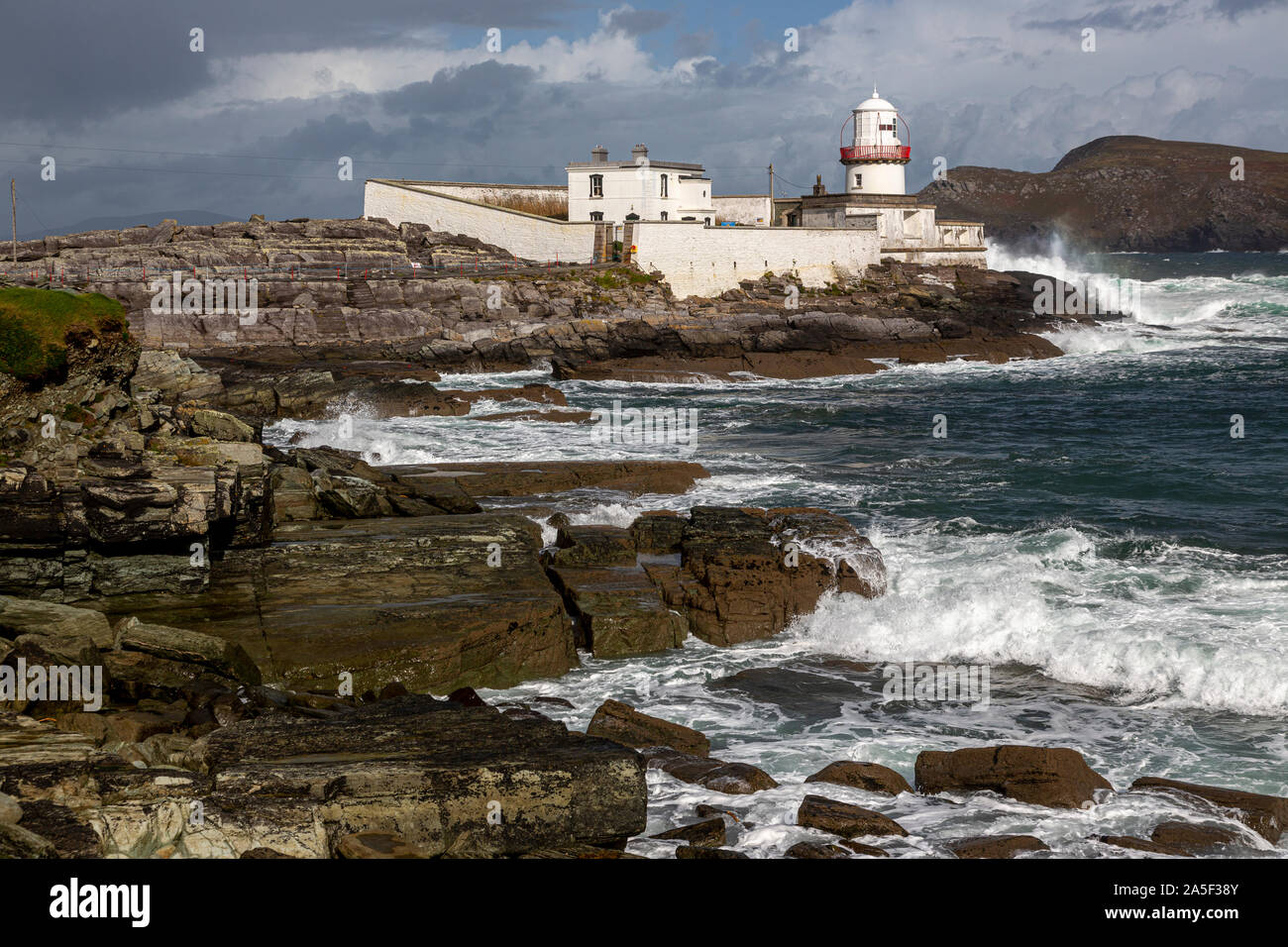 Valentia Island Lighthouse, nella contea di Kerry, Irlanda Foto Stock