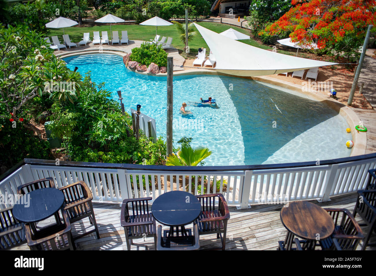 La piscina a Malolo Island Resort e Likuliku Resort, Mamanucas gruppo delle isole Figi Foto Stock