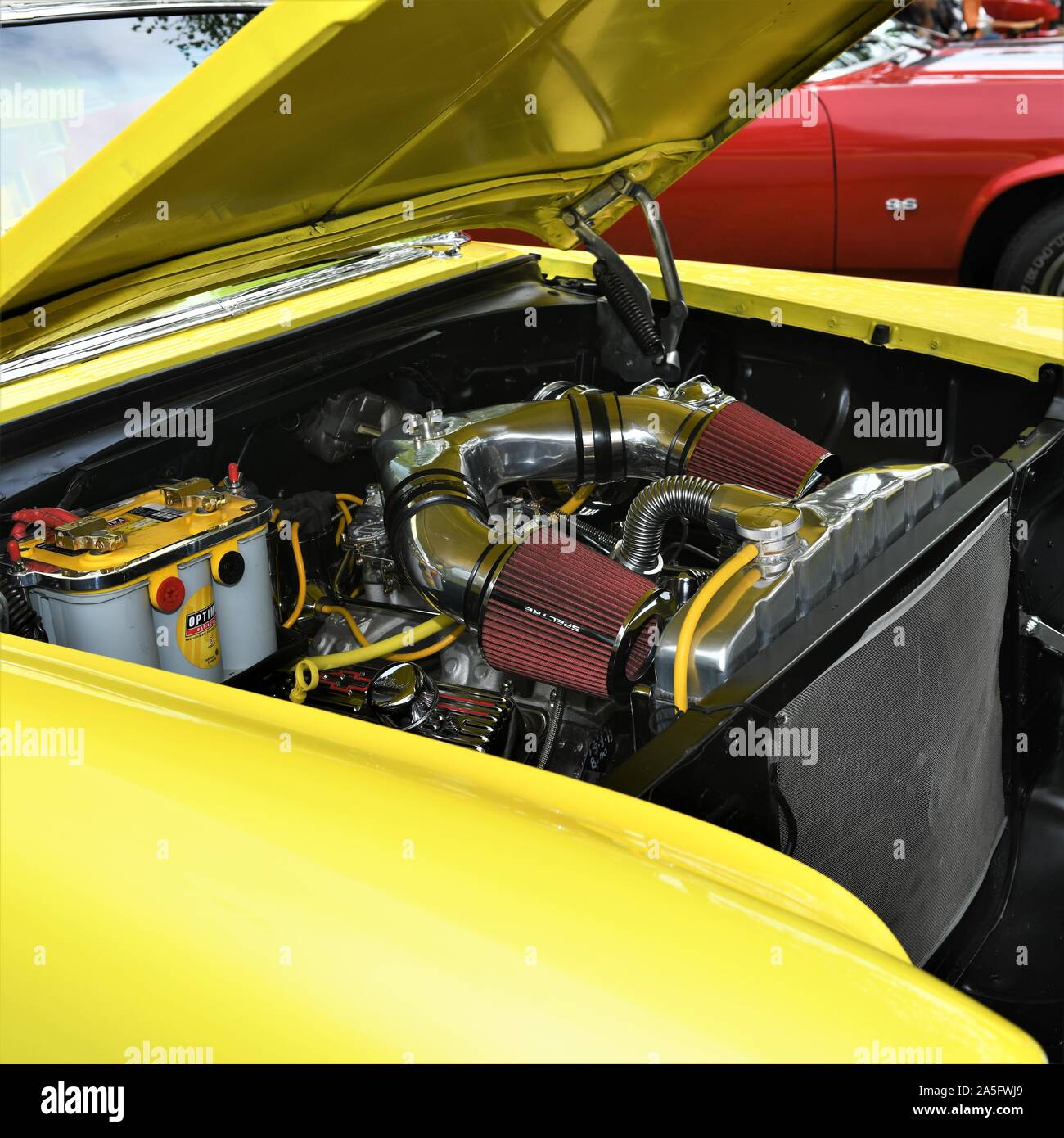 1956 giallo Chevy Bel Air. Foto Stock