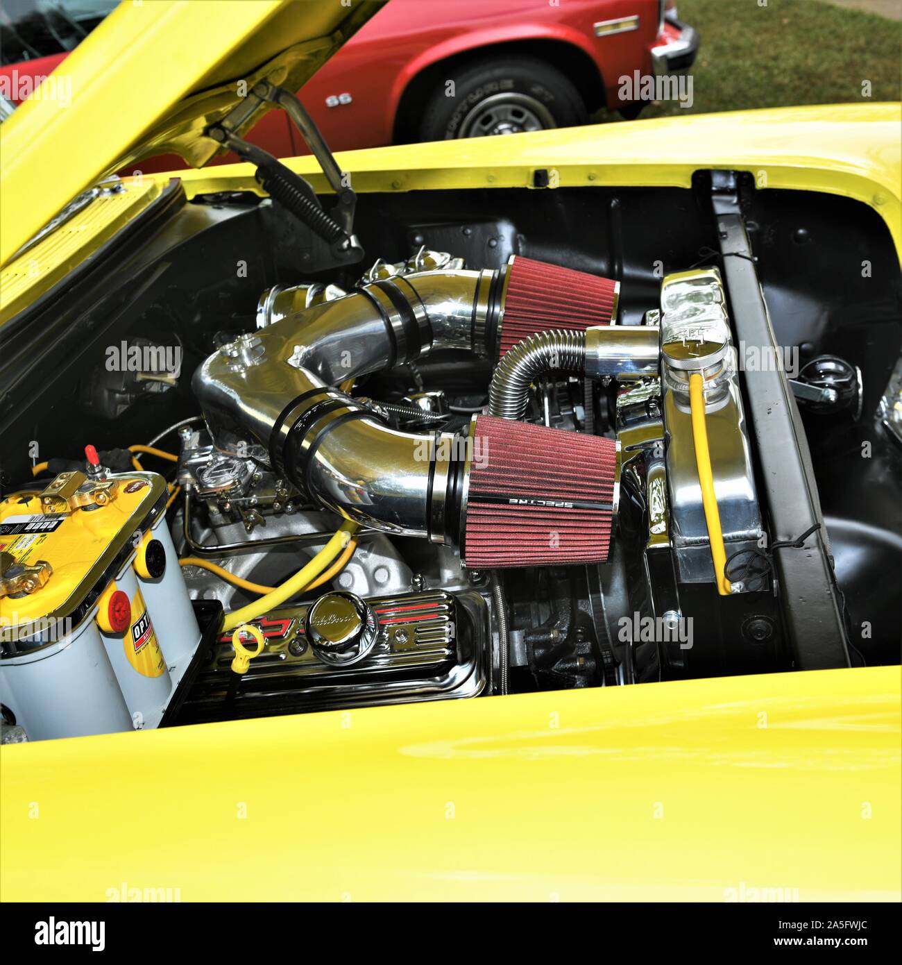 1956 giallo Chevy Bel Air. Foto Stock